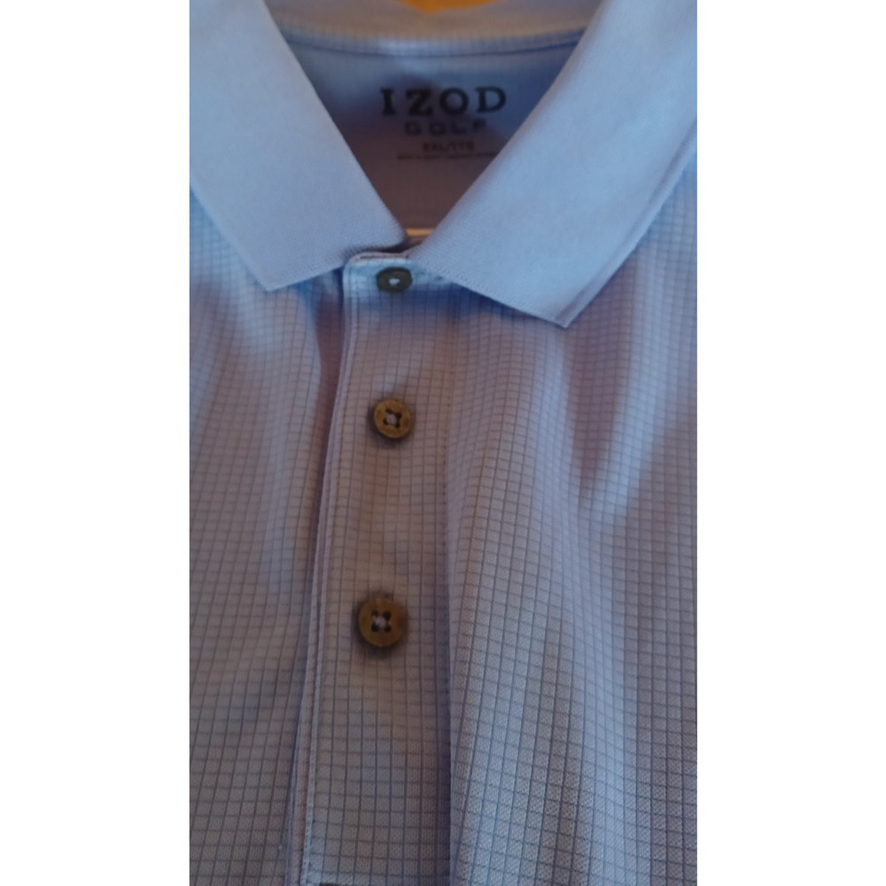 Izod Golf Shirt Men's XXL Blue Waffle Pattern Polo Style Sporty Outdoors Classic - Picture 7 of 7